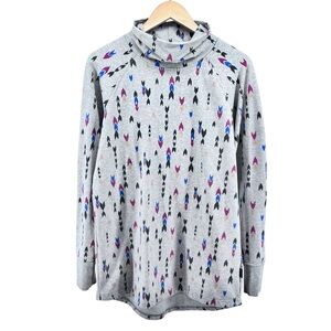 Patagonia Womens Organic Cotton Turtleneck Tunic Sz Gray Aztec Boho Arrow Print